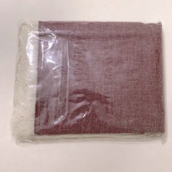 Pehr Designs Chambray Table Runner Fringe Edge Wine Cream Natural - Picture 10 of 12